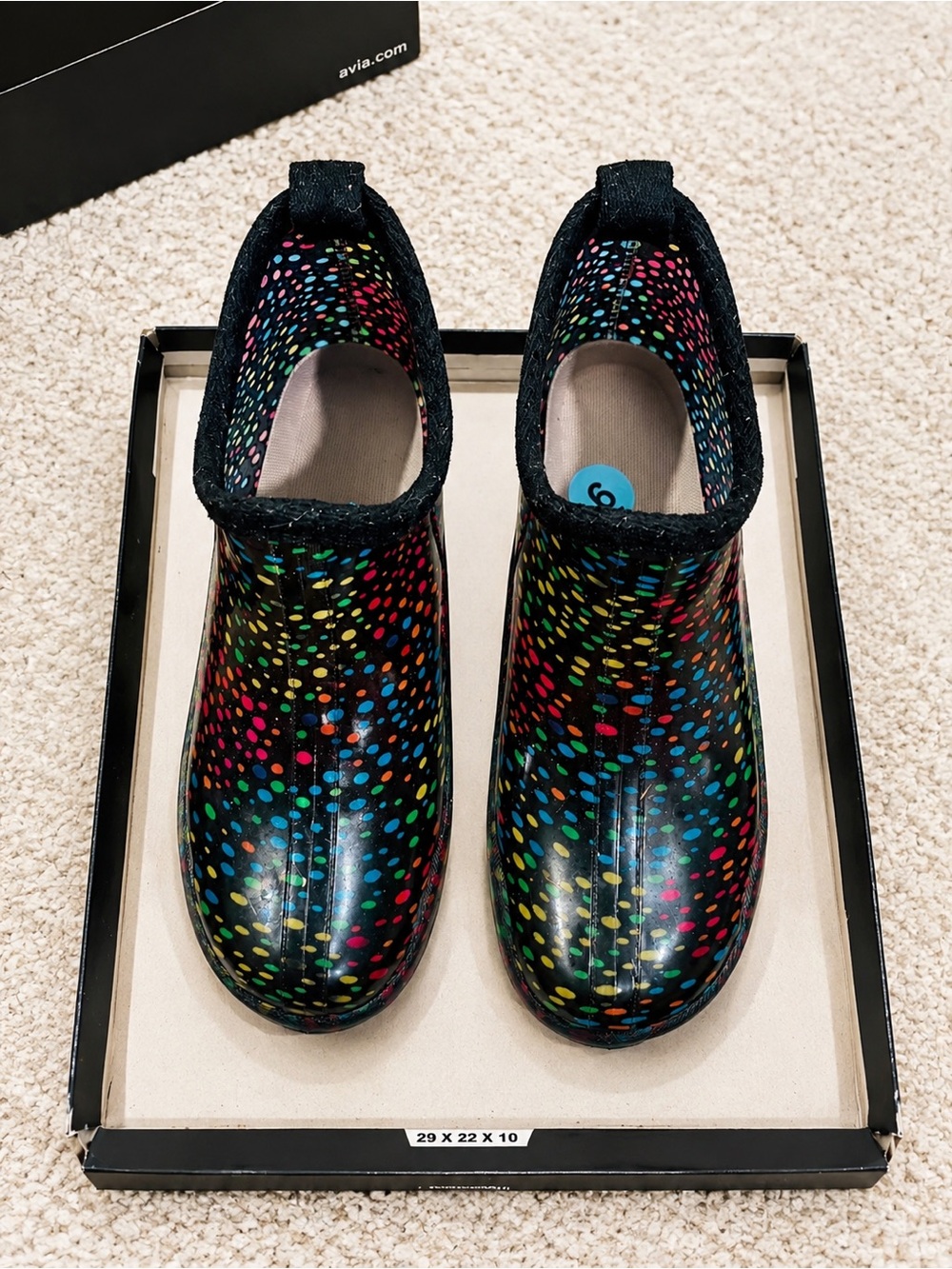 Colorful Confetti Print Ankle Rain Boots Women's Size 6